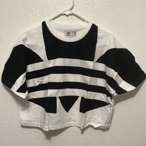 Adidas big logo white tee shirt